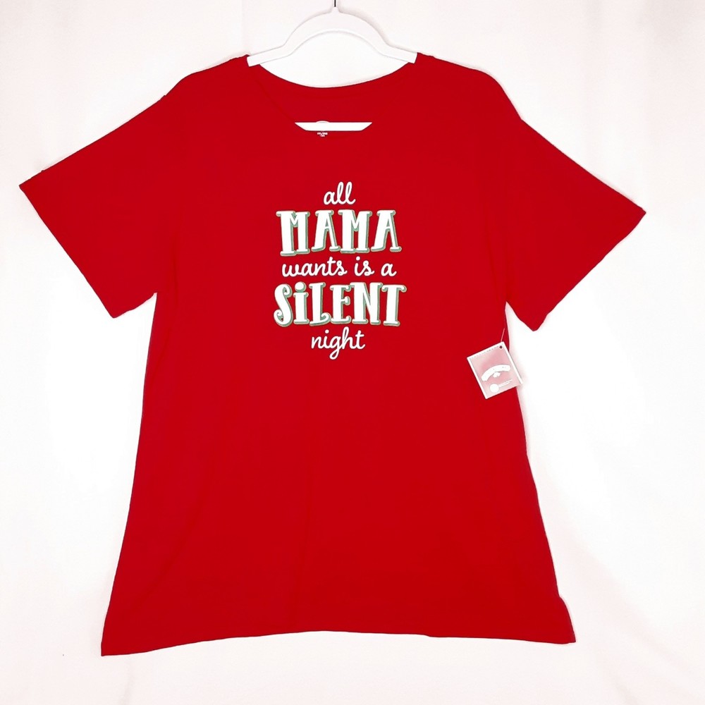 💎Holiday Time Christmas Red Mama Silent Night Graphic Tee Shirt Size XXL
